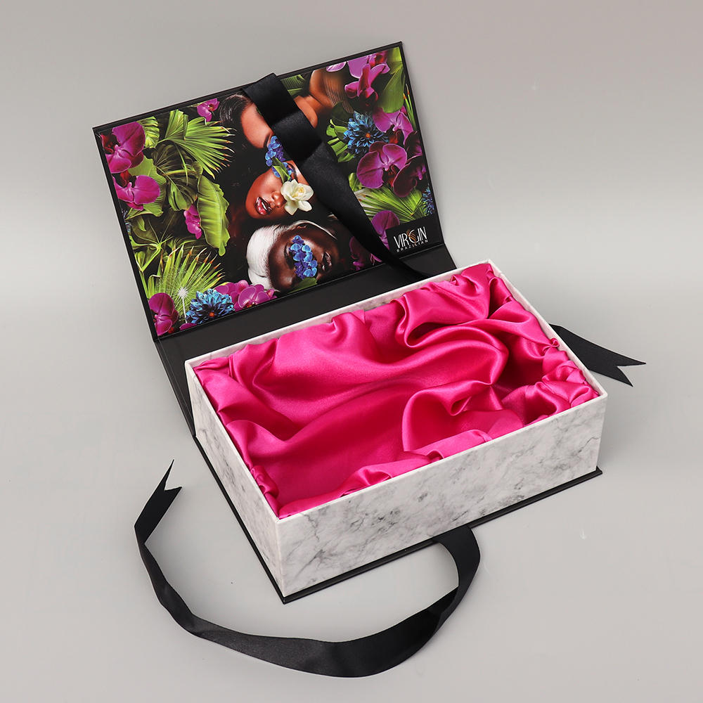 custom premium hair packaging gift boxes with satin tray