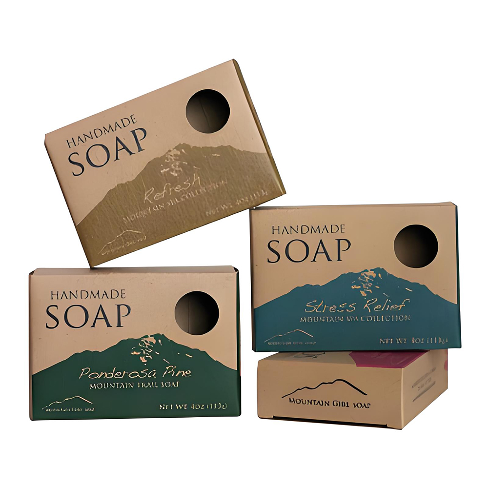 custom natural brown kraft paper soap packaging box with window