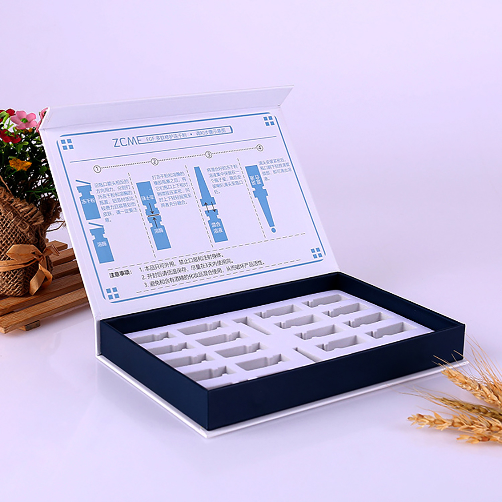 custom solid cardboard magnetic cosmetic packaging box with tray