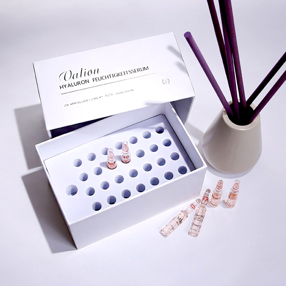 custom white solid cardboard ampullen set gift packaging box with tray