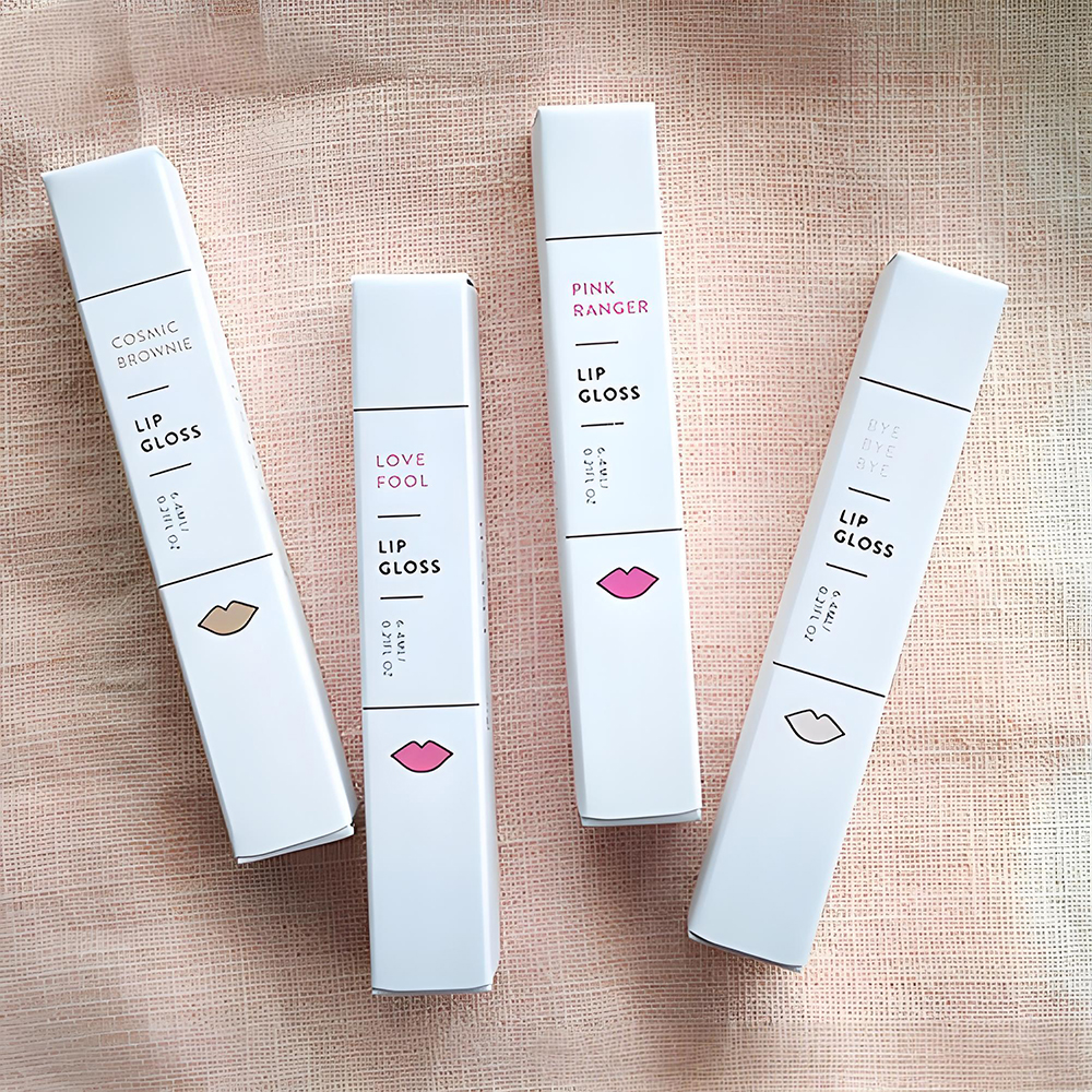 custom mini size white lip gloss lip balm paper packaging box