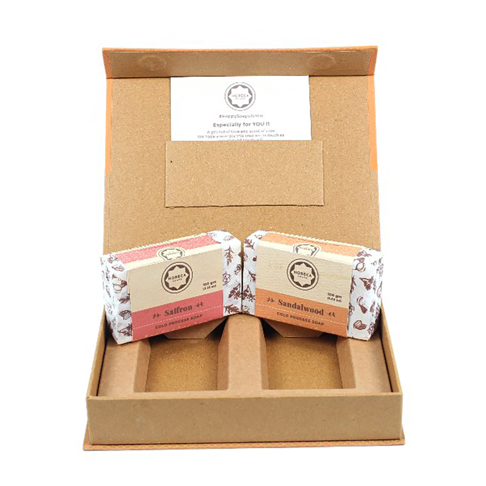 custom natural brown kraft paper soap magnetic gift packaging box
