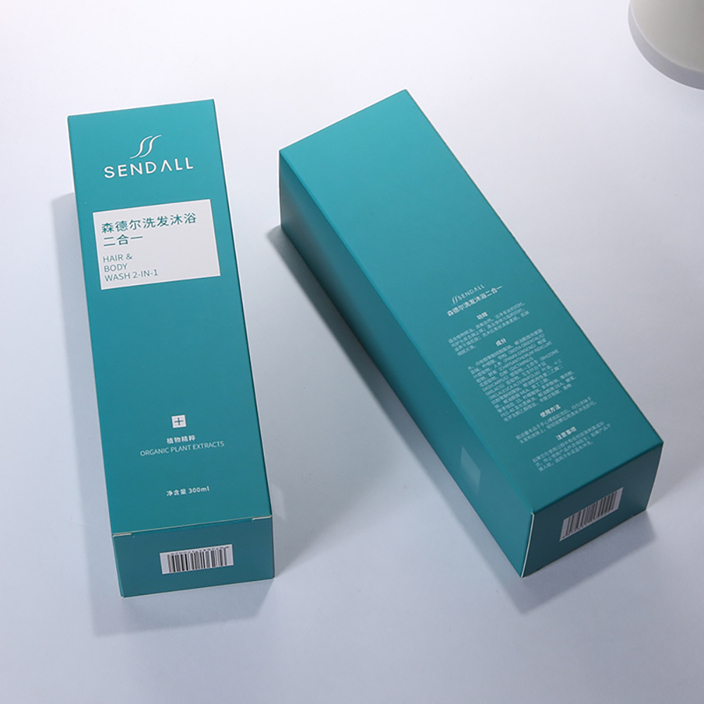 custom blue shampoo packaging box shower gel paper boxes