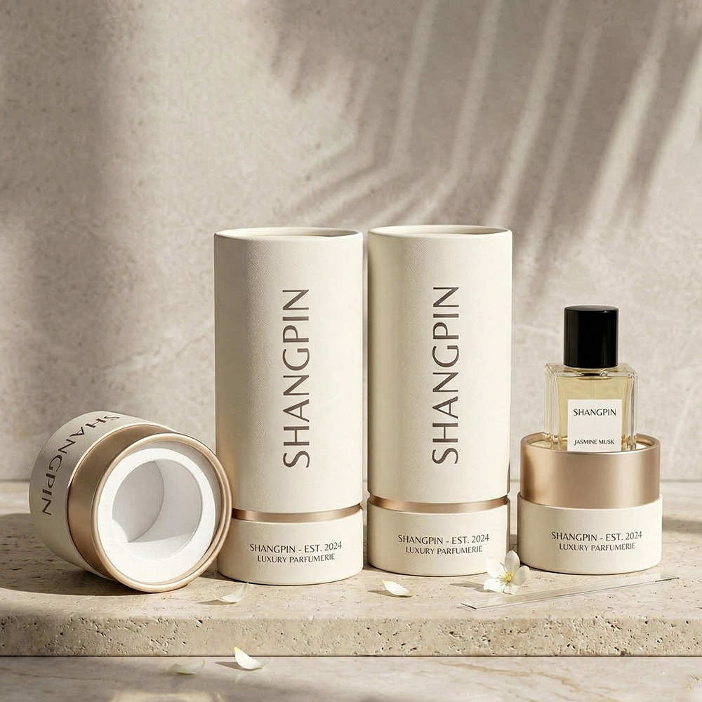 Custom Matte White Cylindrical Box Packaging for Luxury Candles and Perfumes
