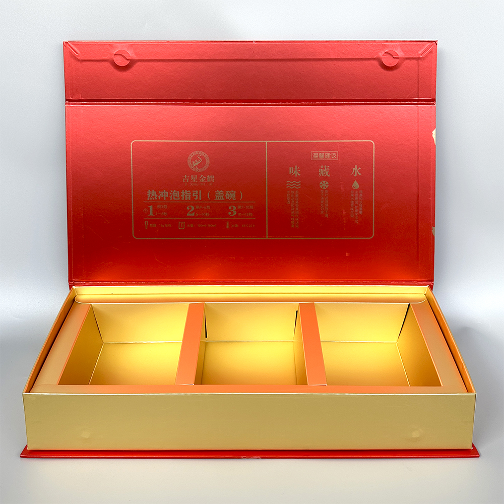 Custom red large gift box magnetic hardcover packaging for tea