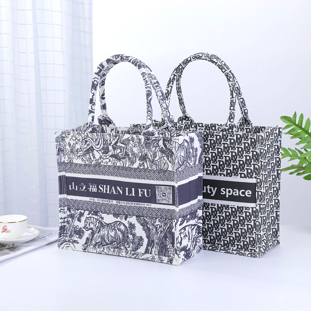 Elegant Gift Bags Fabric Totes with Luxury Toile de Jouy Inspired Prints