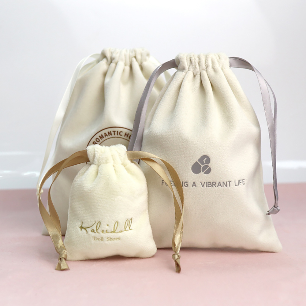 Elegant Velvet Fabric Cotton Drawstring Bags for Luxury Product Packaging