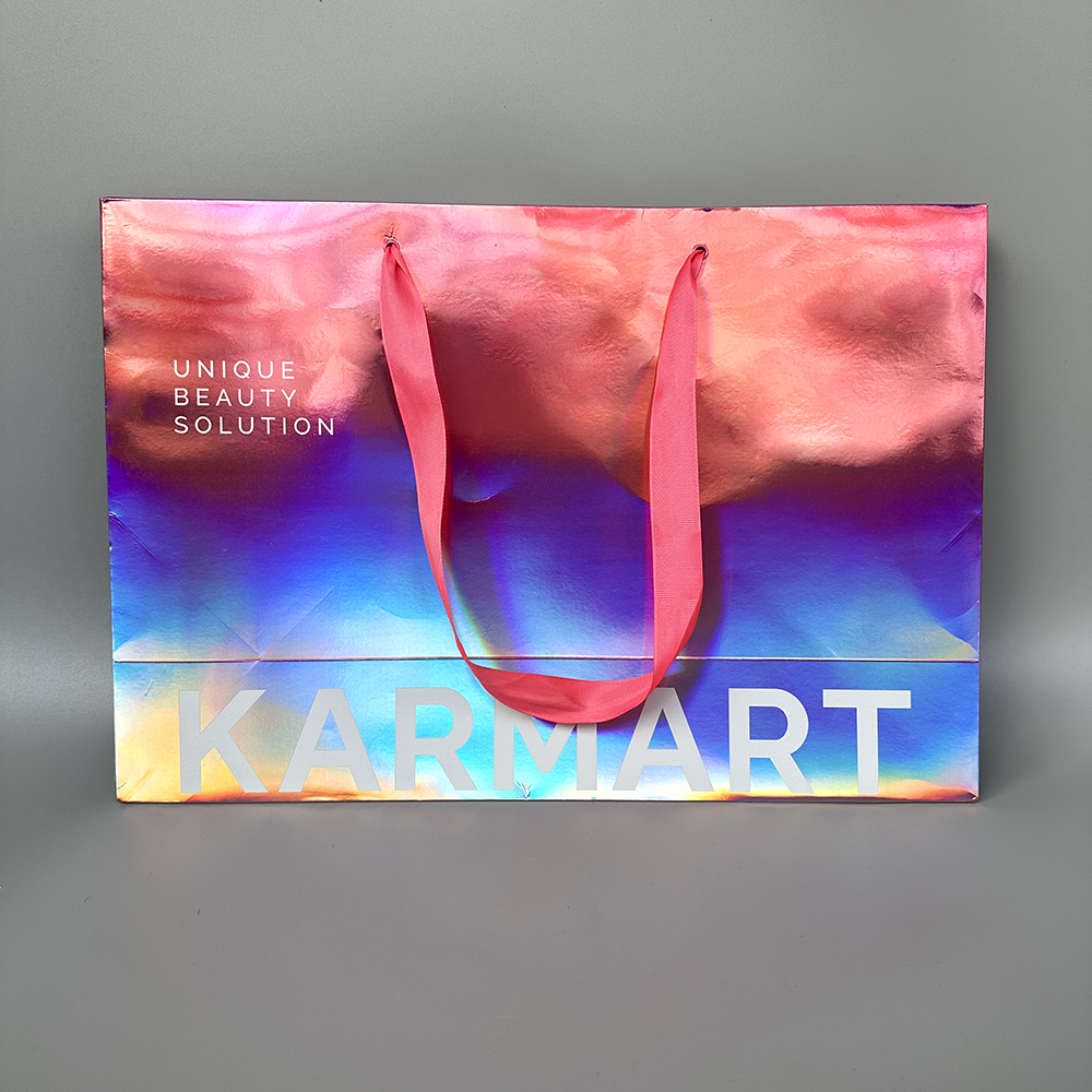Luxury Laser Silver Cardboard Custom Paper Bags for Premium Retail Packaging