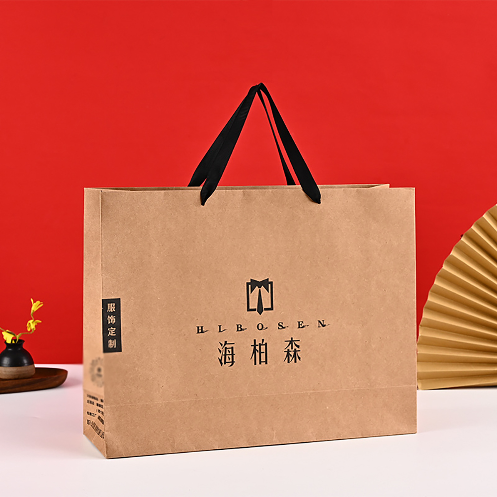 Eco Friendly Custom Printed Brown Kraft Gift Bags for Sustainable Apparel Retail