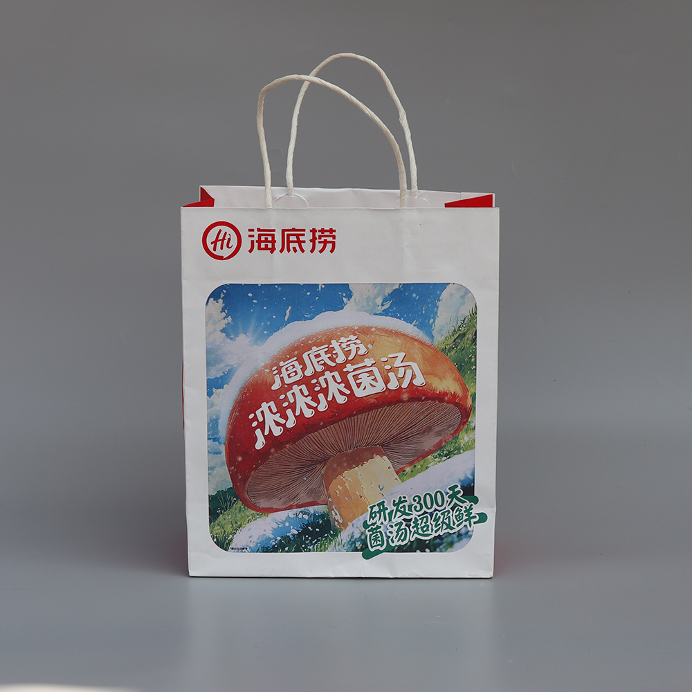 Vibrant Printed White Kraft Colored Paper Bags for Takeout and Retail